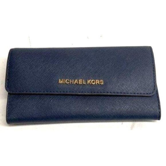 Michael Kors Navy Blue Jest Set Trifold Leather Wallet - Picture 1 of 4
